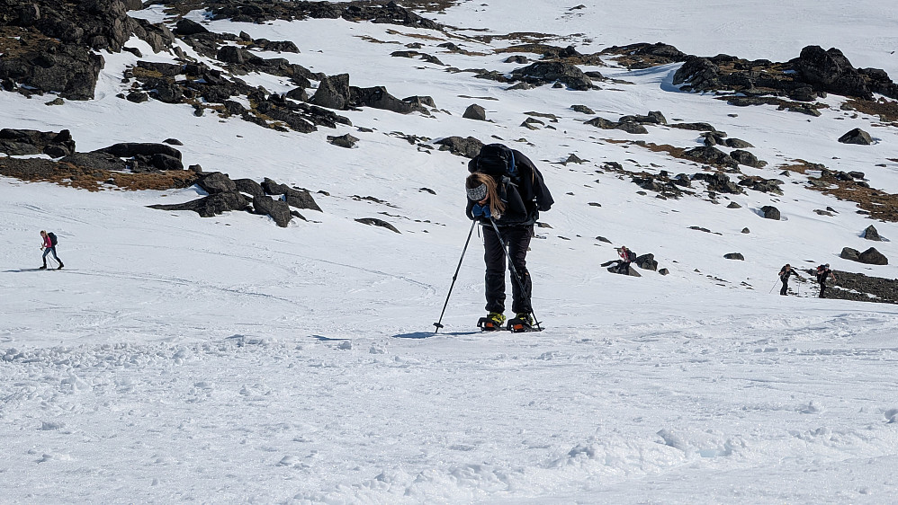 Irene henger på stavene.