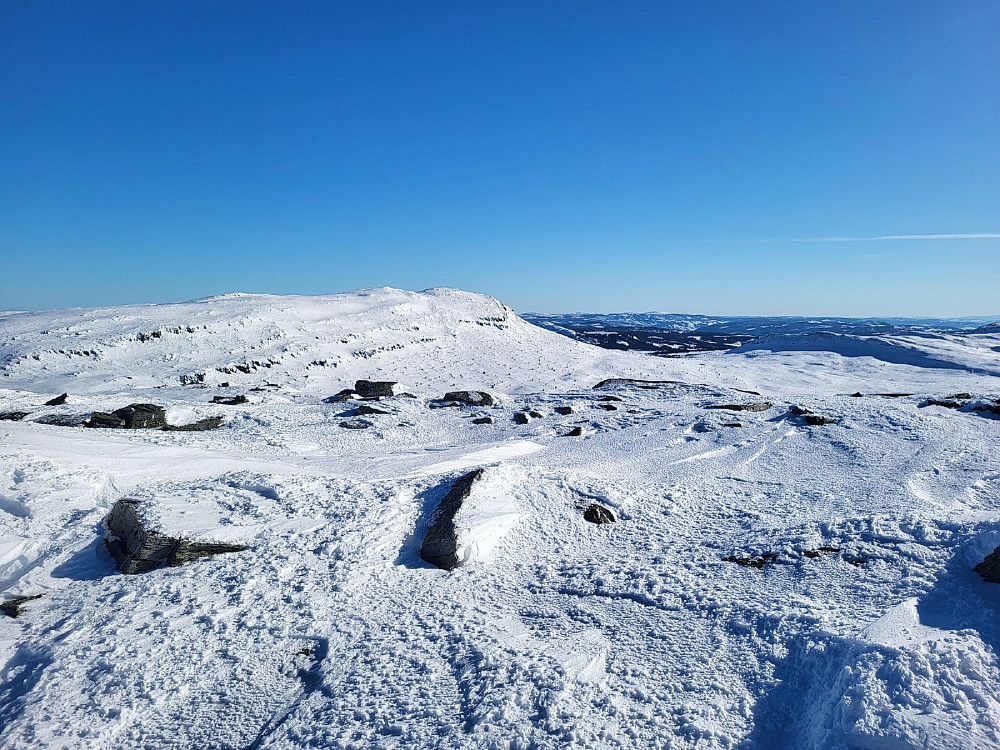 På toppen, med utsikt mot Prestkampen.