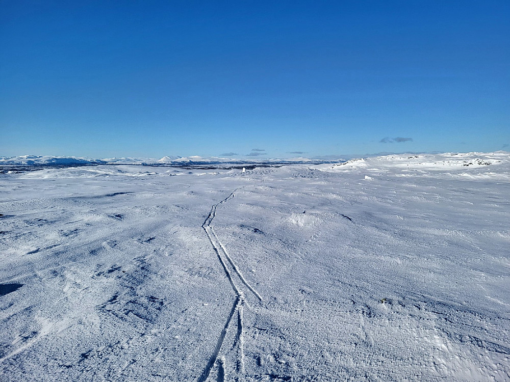 På toppen, med utsikt mot nordvest, Heidalsmuen m.m.
