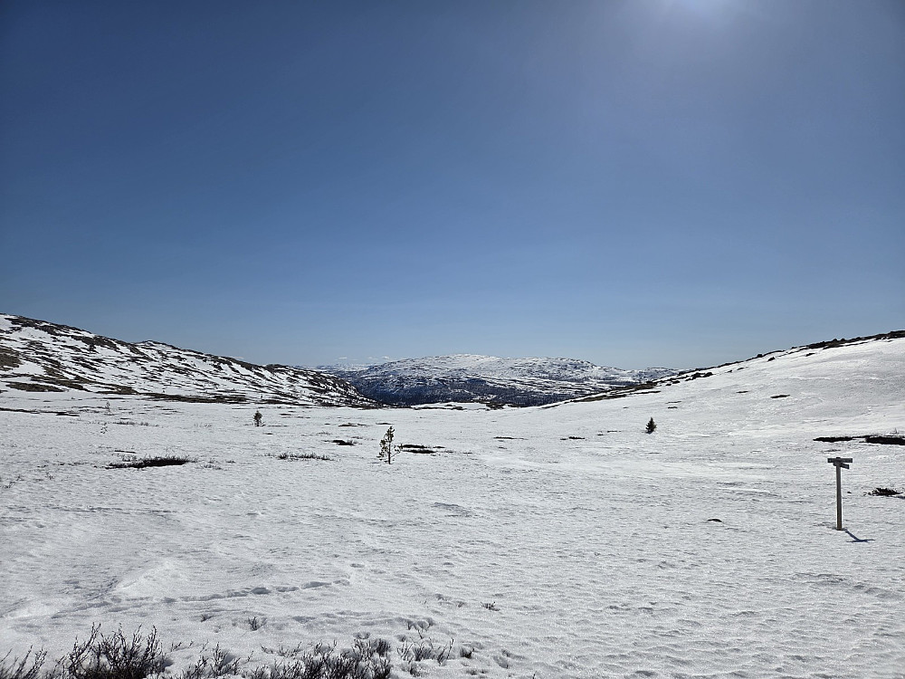 Tilbakeblikk mot sørvest mot Ongsjøfjellet.