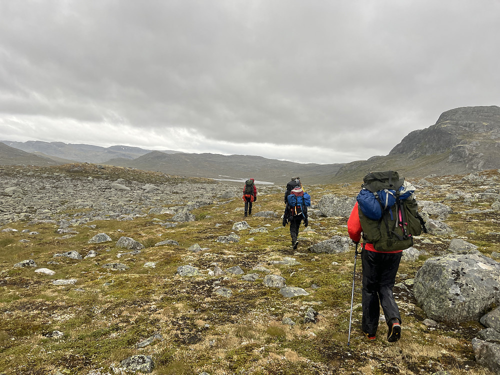 Lettgått terreng nedover mot Vesleådalen og dernest sørvestover igjen mot Fondsbu.