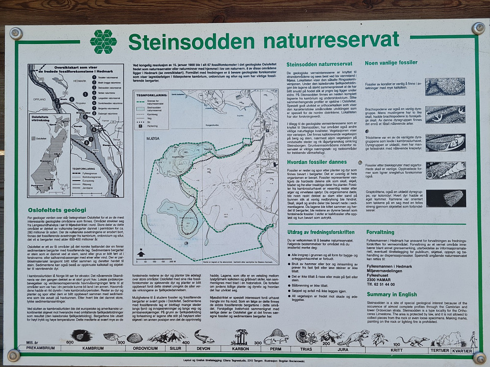 Infotavle om Steinsodden naturreservat