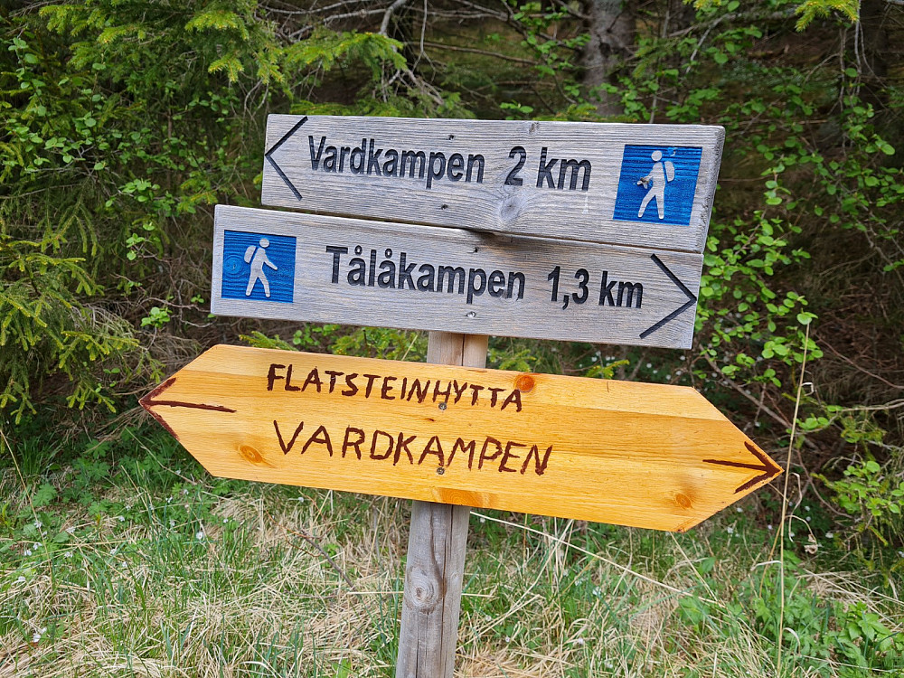 Skilt der jeg parkerte som markerer rundturen rundt Flatsteinhytta