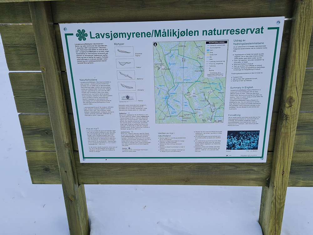 Info om Lavsjømyrene-Målikjølen naturreservat ved Kveåa parkeringslomme