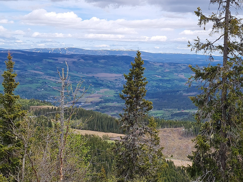 Utsikt fra Vardkampen, mot Follebu, Hafjell og Nevelfjell