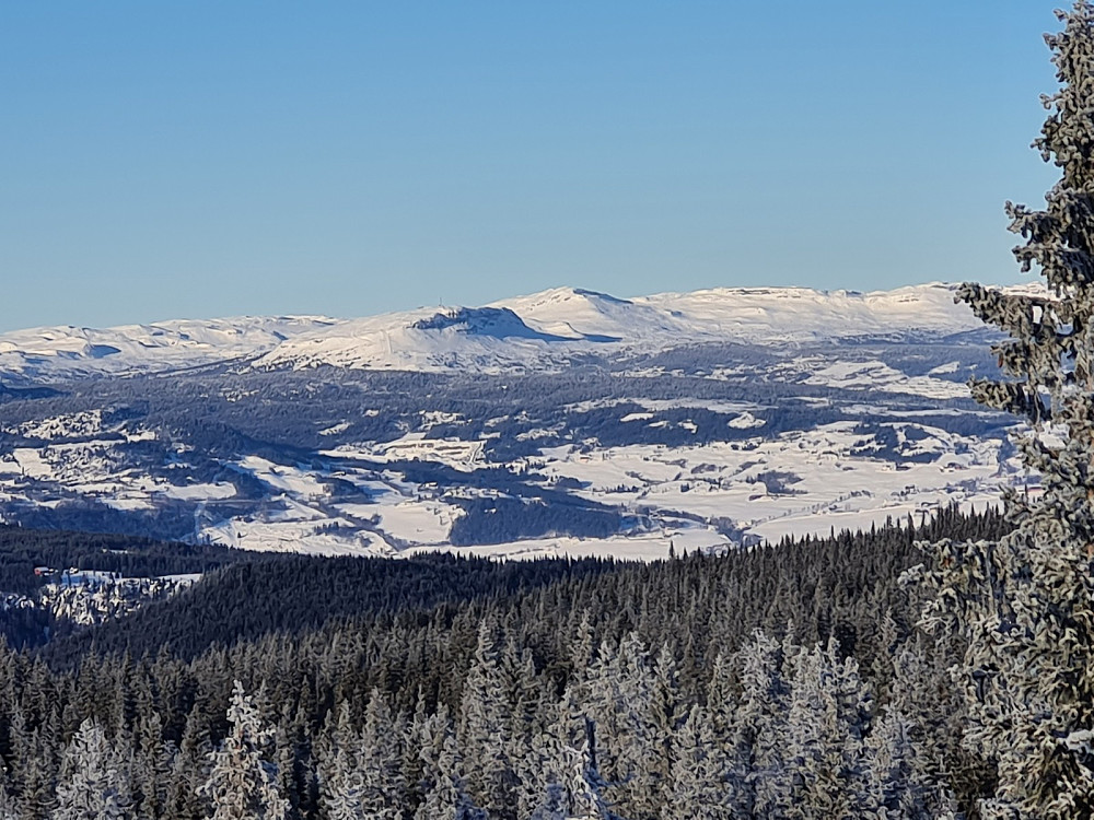 Utsikt far Rindåsen trigpunkt, Skeikampen og Prestkampen midt i bildet
