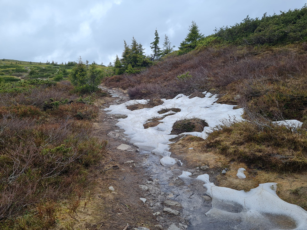 Såvidt noen snøflekker langs råket