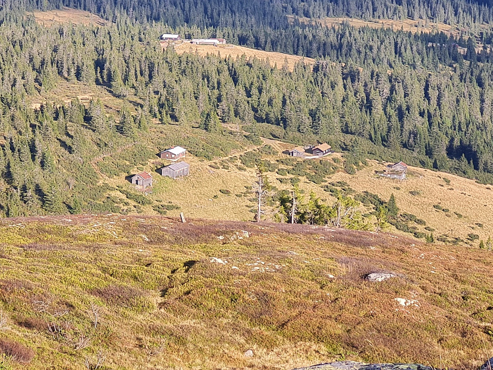 Lundegård, Jongerud og Ellingsberg og bakerst Arlien seter på Skjelbreia