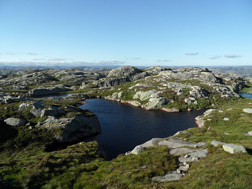 Platået oppe på Stora Heia med toppknausen midt i bildet.