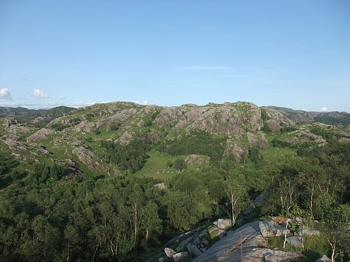 Tofjellet sett vestfrå ved oppstigninga til 138-toppen nordaust for Slevelandstjørna.