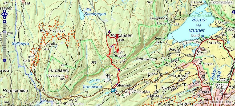 Turen på Bergsåsen: 5,3 km - 259 hm - 1 t 19 min