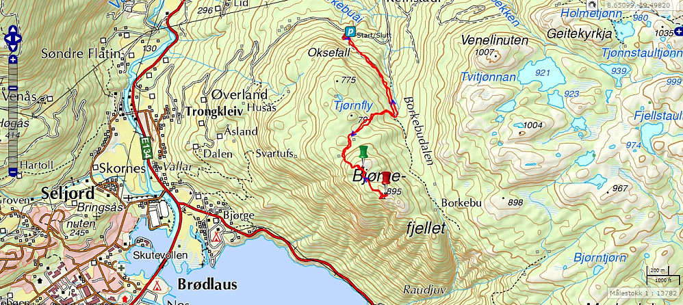 Turen på Bjørgenuten: 5,6 km - 411 hm - 1 t 44 min 