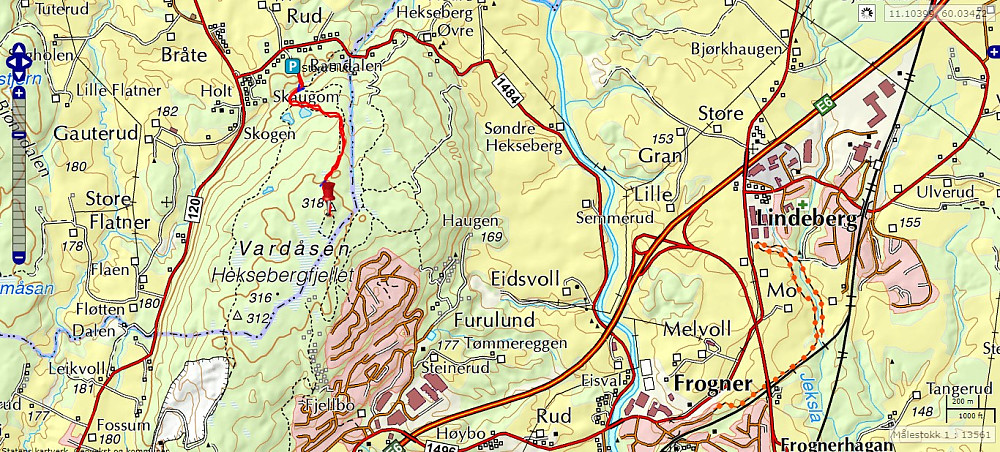 Turen på Vardåsen: 2,8 km - 130 hm - 27 min