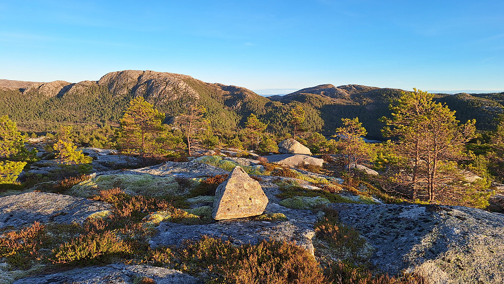 Fra Forsnestua mot Skårfjellet til venstre og Stortua til høyre.