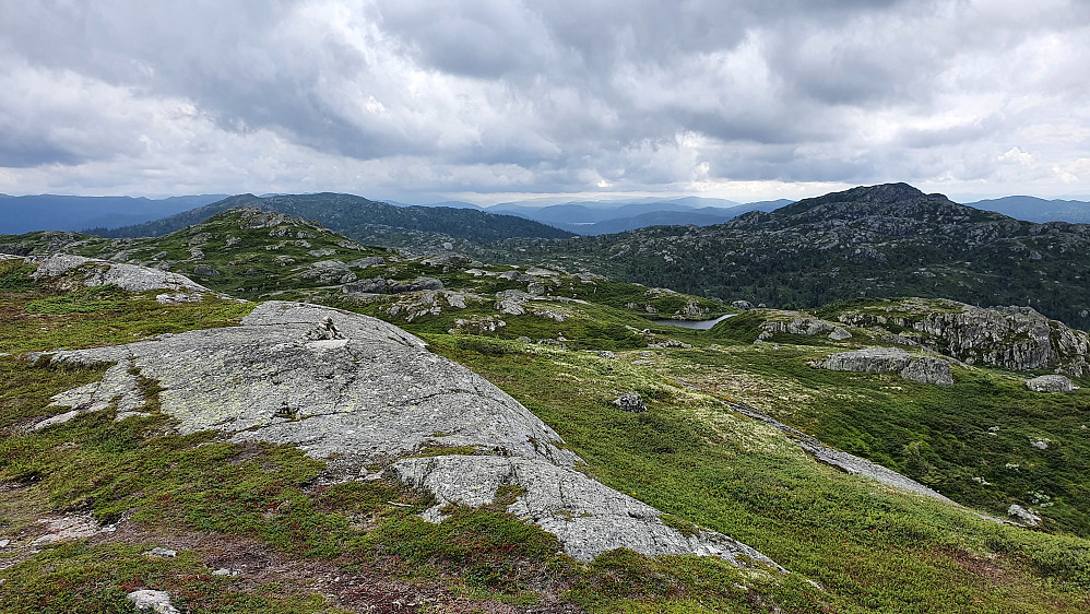 På Heidalsnutan (1103). Fjellet bak til høyre er Mjøltenuten (1123), hvor vi var noen dager tidligere.
