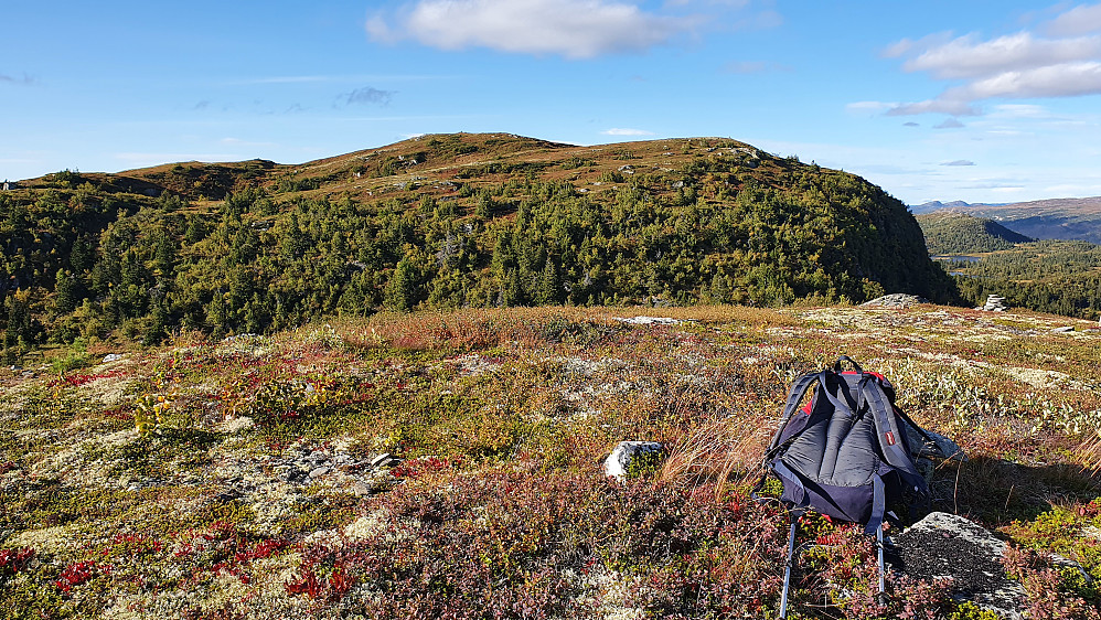 Jeg står på Bergetseterfjellet Sør (1066) og ser tilbake mot Bergetseterfjellet (1107), hvor jeg nettopp hadde vært.