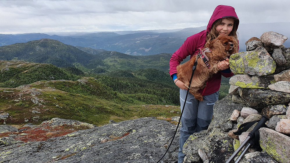 Luna måtte jo selvsagt ta på toppvarden på Vardefjell (1120) hun også, som den toppbestigeren hun er.