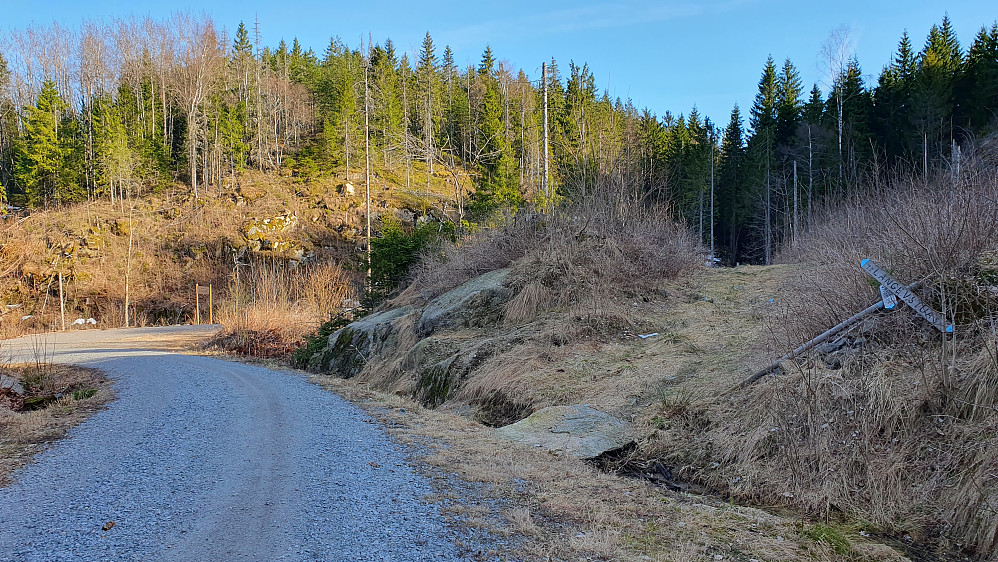 I Husstokkdalen, hvor jeg nå tok til høyre her og fortsatte på stien mot Langevannstua. Kollen hvor sola skinner er Sagåsen (161).