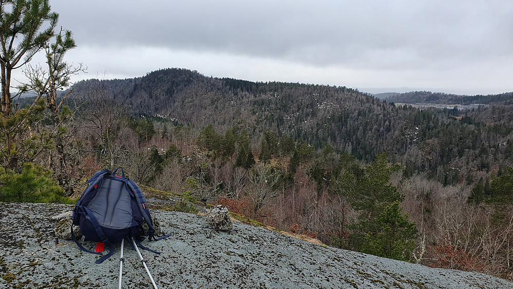 På toppen av Hanakne (254), med utsikt mot et annet turmål denne dagen, Storeberg (293).