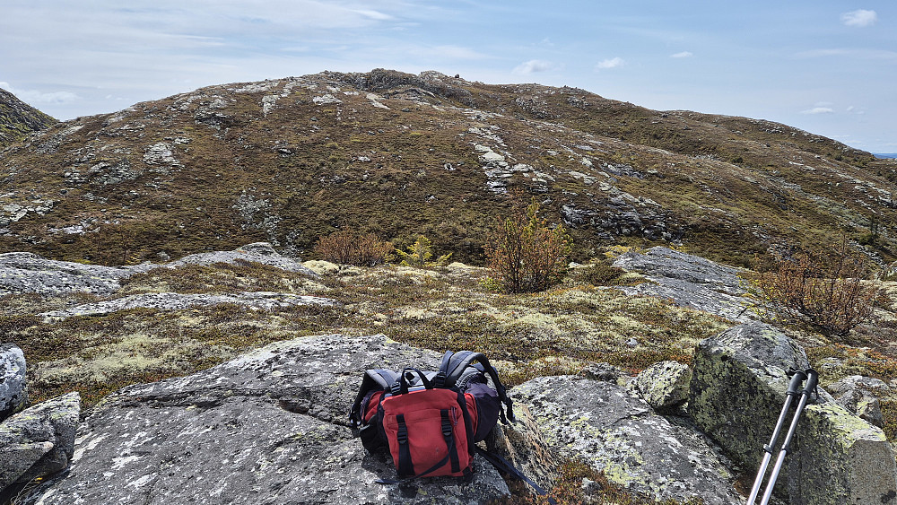 Jeg er på toppen av Bessefjell Vest (1071) og ser tilbake mot Bessefjell Sørvest (1116).