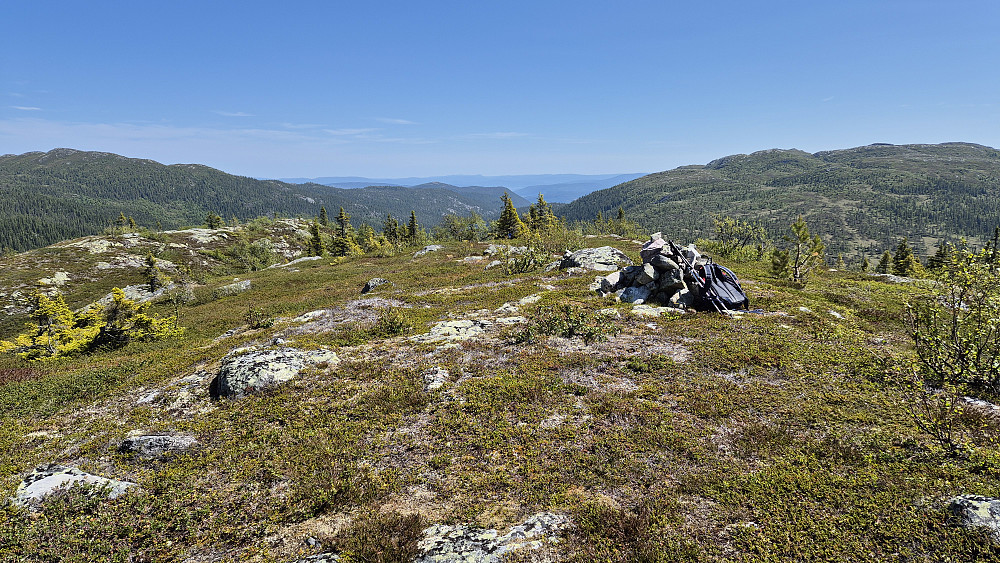 Toppvarden på Lislefjell (972), som ble turens aller fineste topp. Bildet tatt mot sørøst. I bakgrunnen og lengst til høyre er Rennevassnutan (1062).