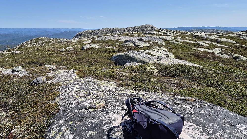 På toppen av Hestestodnuten (1066). I bakgrunnen og litt til høyre er selveste Mannslagarnuten (1074), som snart skal få besøk av oss.