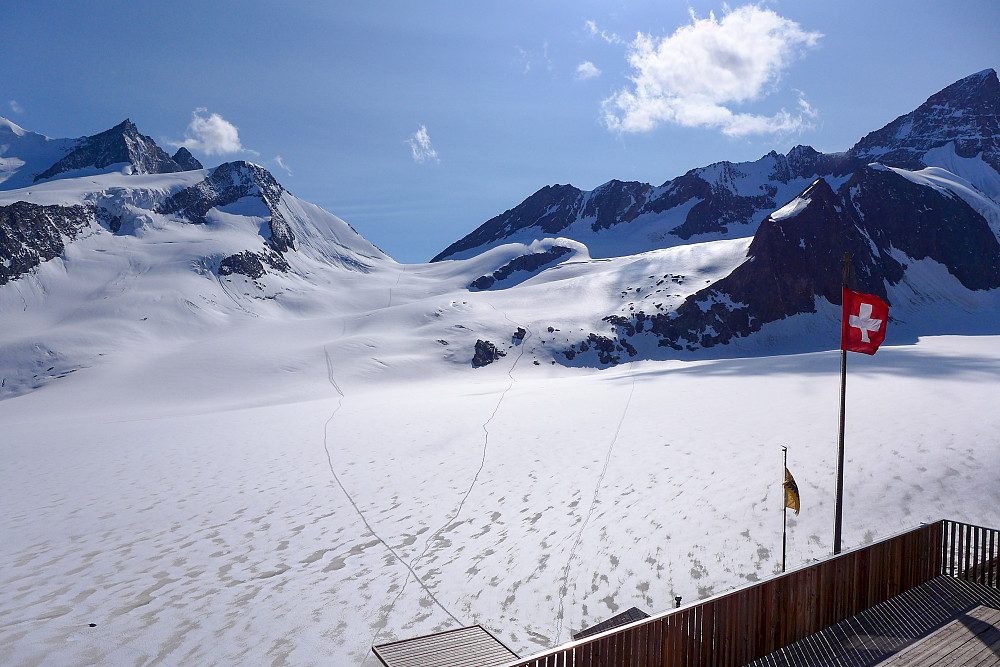 View from the dormitory at the Finsteraarhorn hut :-)
