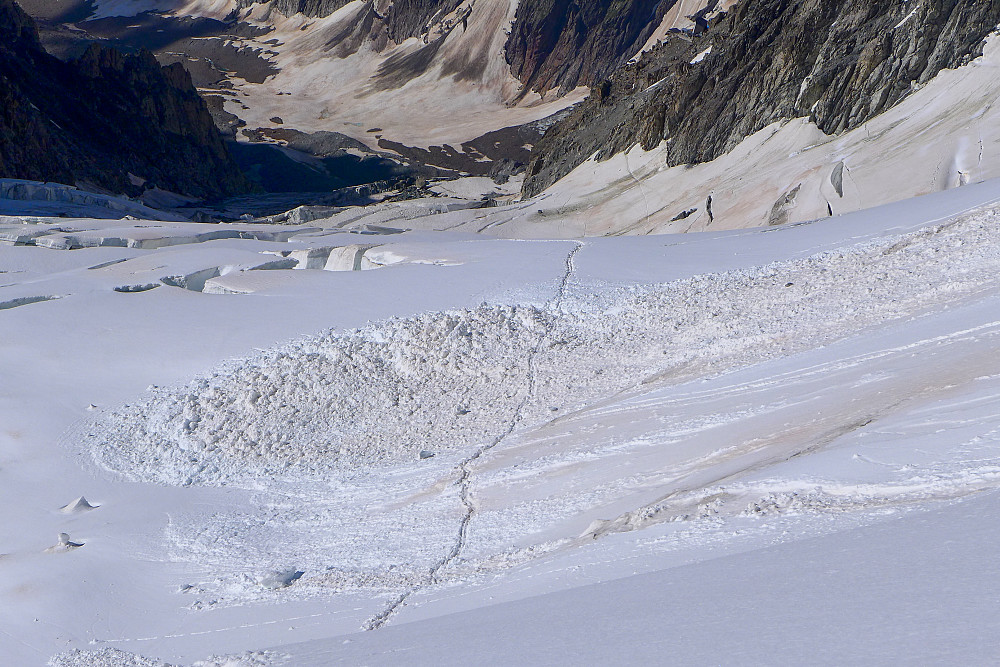 One of the bigger loose snow avalanches that had released following the big snowfall