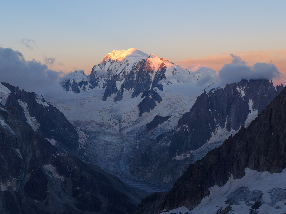 First rays of sun on Mont Blanc