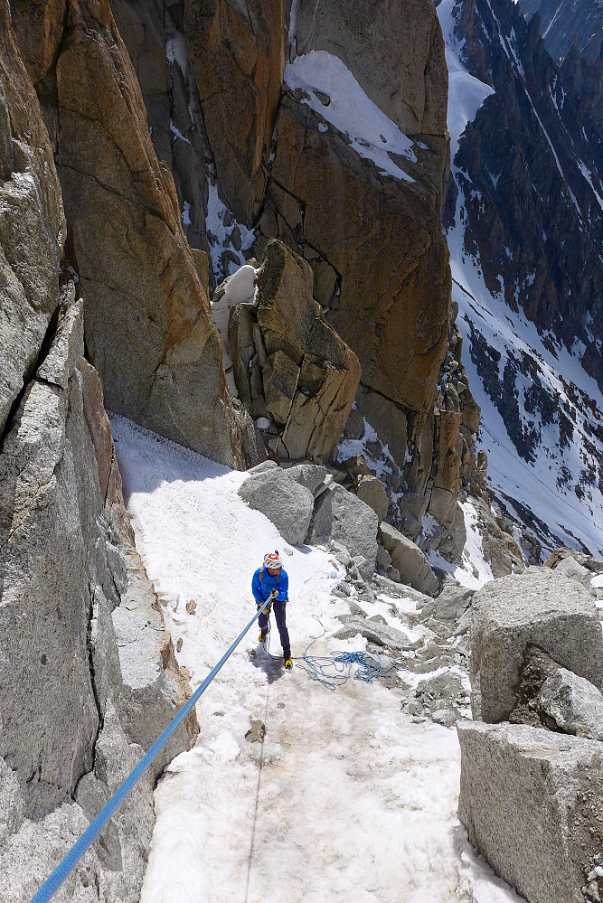 Abseiling the southeast couloir #1