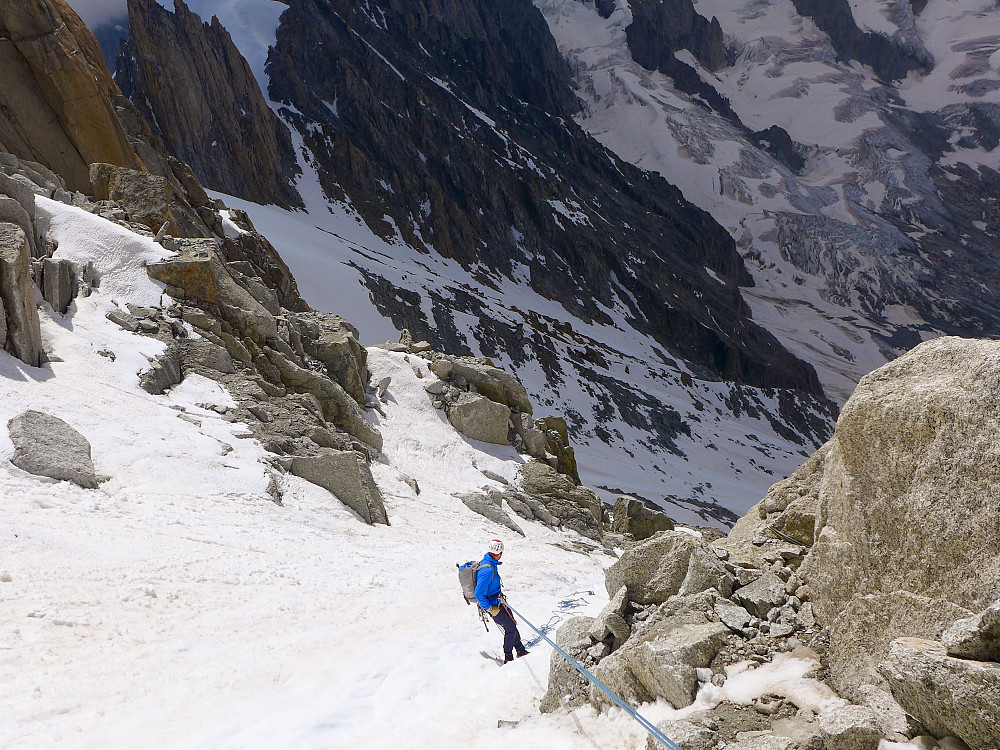 Abseiling the southeast couloir #3
