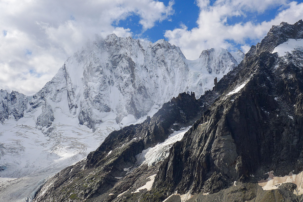 View of the Grandes Jorasses after the previous evening's storms