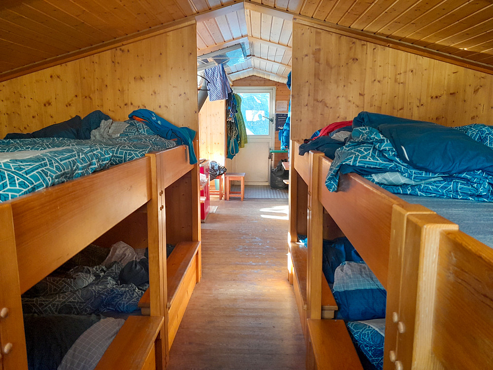 The bunk beds in the bivy hut