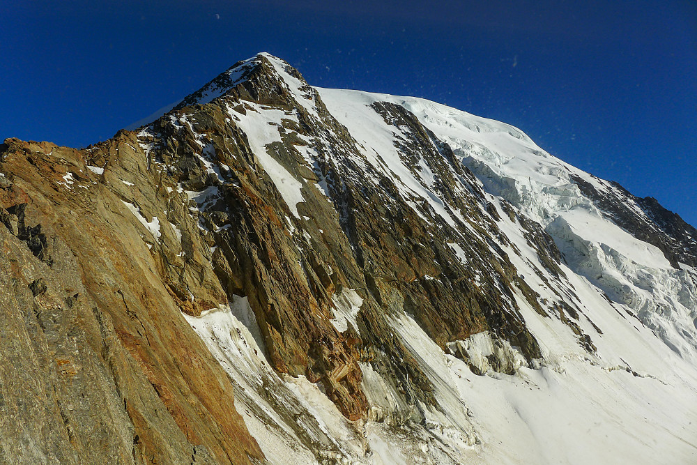 View back up the north ridge of Alphubel from the Mischabeljoch bivouac hut (after the fog had cleared!)