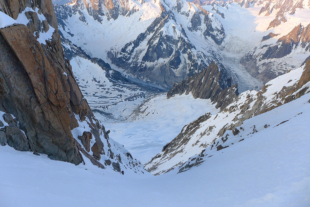 A view back down the couloir
