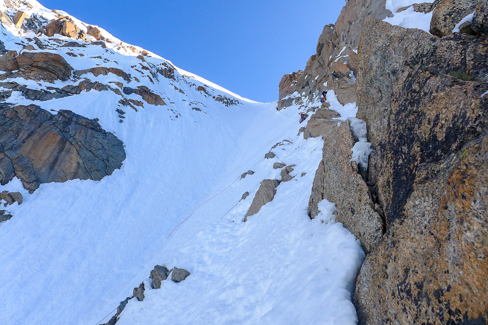 Looking back up the couloir from one of the abseil points