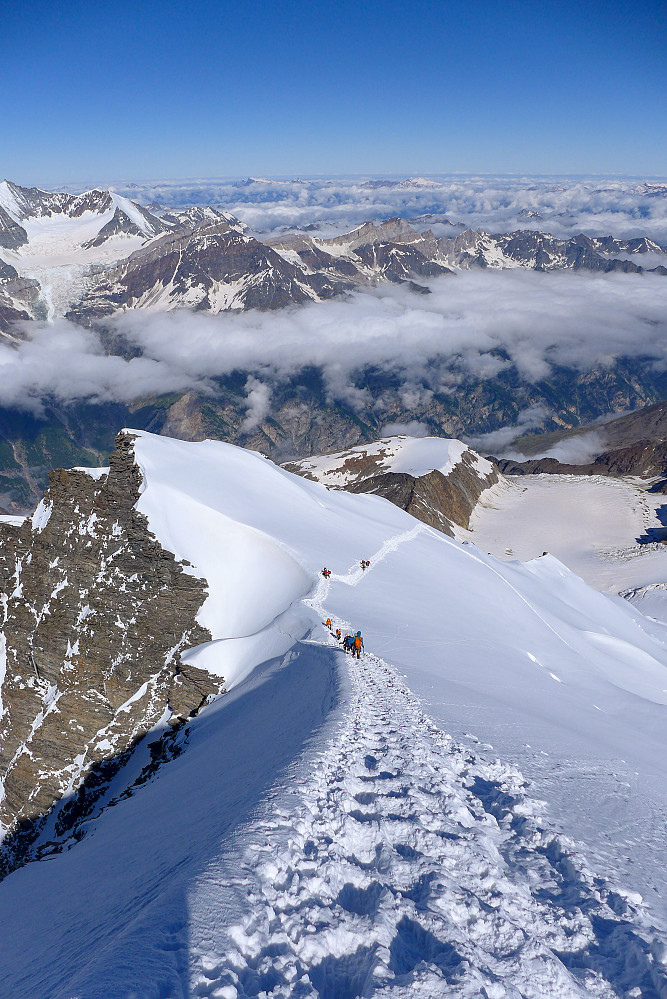 Looking back down the summit ridge