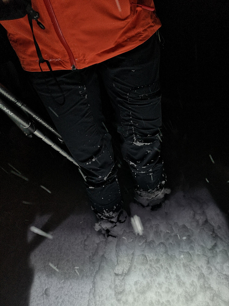 Skisporene oppover blåste raskt igjen og skiene sank godt nedi enkelte parti i nysnørn