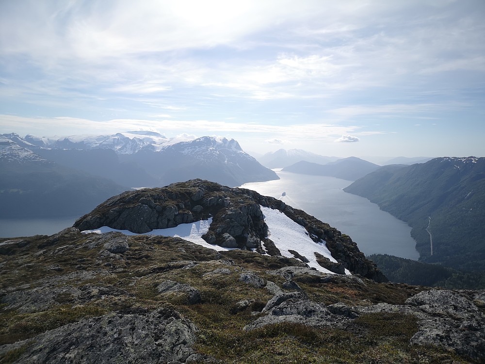 cruiseskip på vei utover fjorden