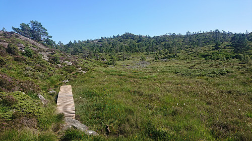 Trail to the summit. Center: Undergjota. Background right of center: Vardafjellet.