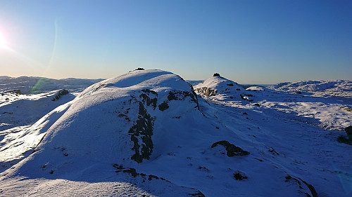 The two small hills marking the summit with the left being slightly higher