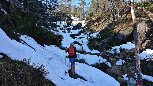 Snow-covered stream on the ascent to Sandvikehorga