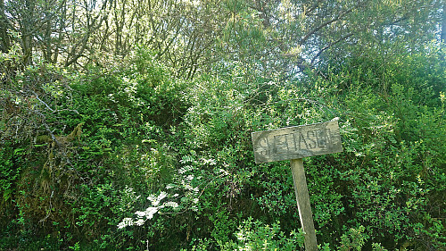 Sign for Slettåsen north of the real summit