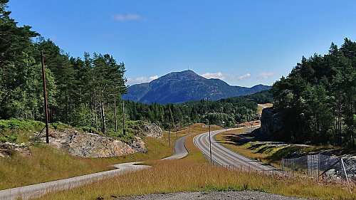Looking back at Siggjo from a short break just northeast of Lykling