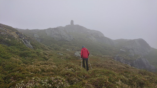 Approaching the cairn marking the summit