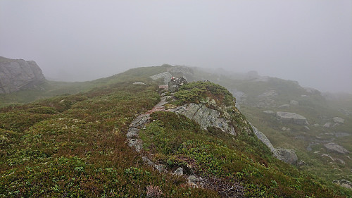 Descending along the marked trail