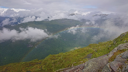 Rainbow in Øvre Hålandsdalen with Våkefjellet in the background