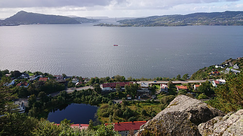 Towards Askøybroen from Furukammen with Lyderhorn to the left