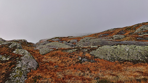 Slettefjellet appearing in the fog