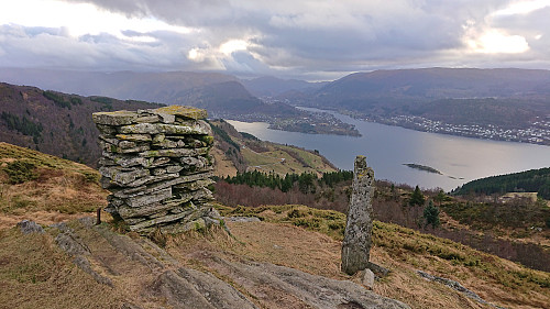 Garnes and Sørfjorden from the cairn west of the summit of Erstadfjellet